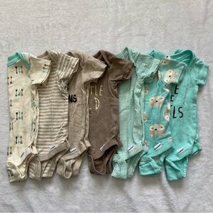 Gerber Onesie Bodysuit Set in Aqua, Brown, Cream